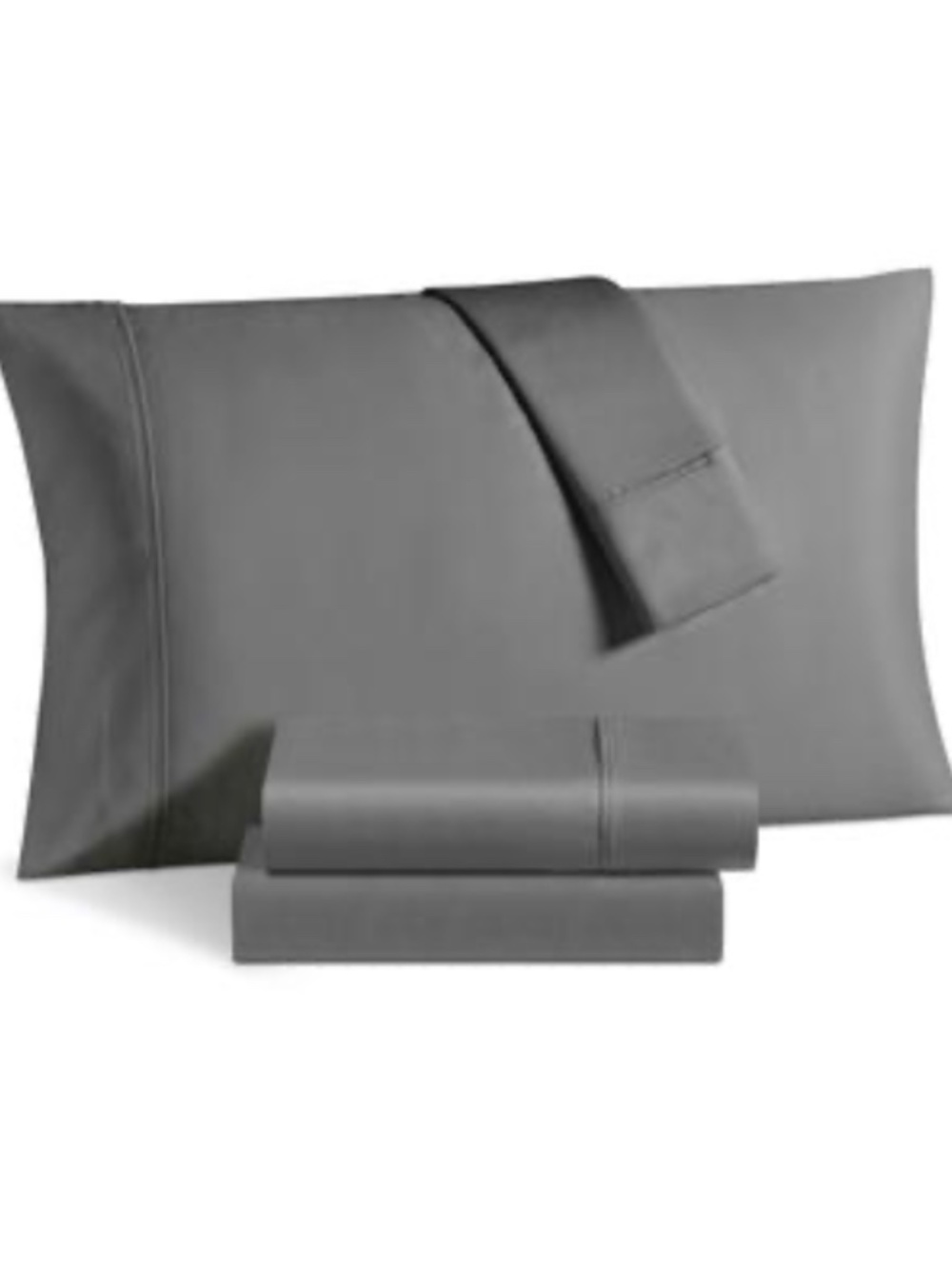 Aspen Solid Sateen 1000 Thread Count 6 Pc. Sheet Set King Bedding|Grey|